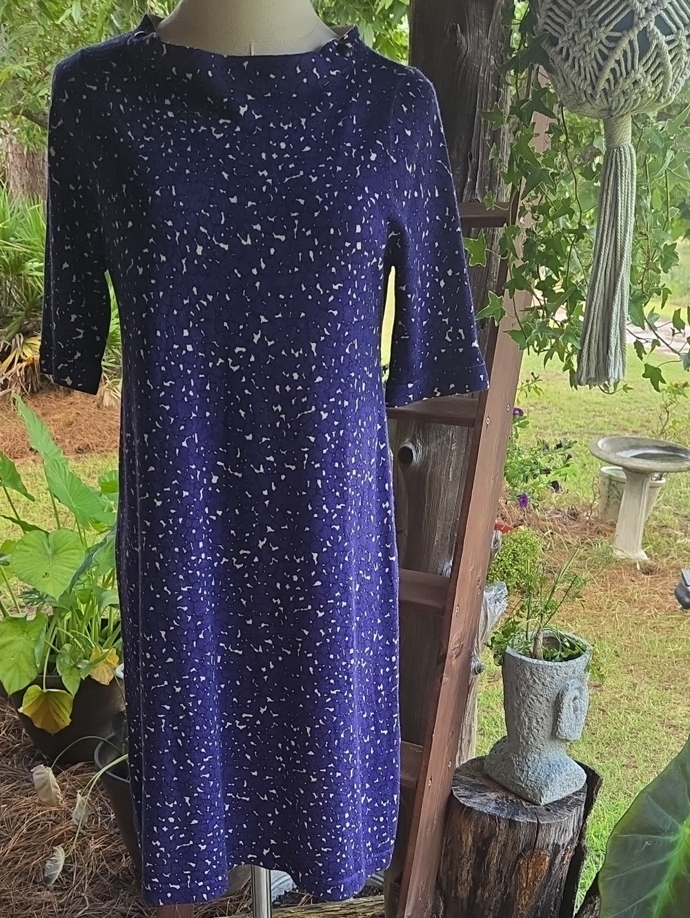 J. Crew Collection 100% Wool Purple Floral Shift Dress Size Medium